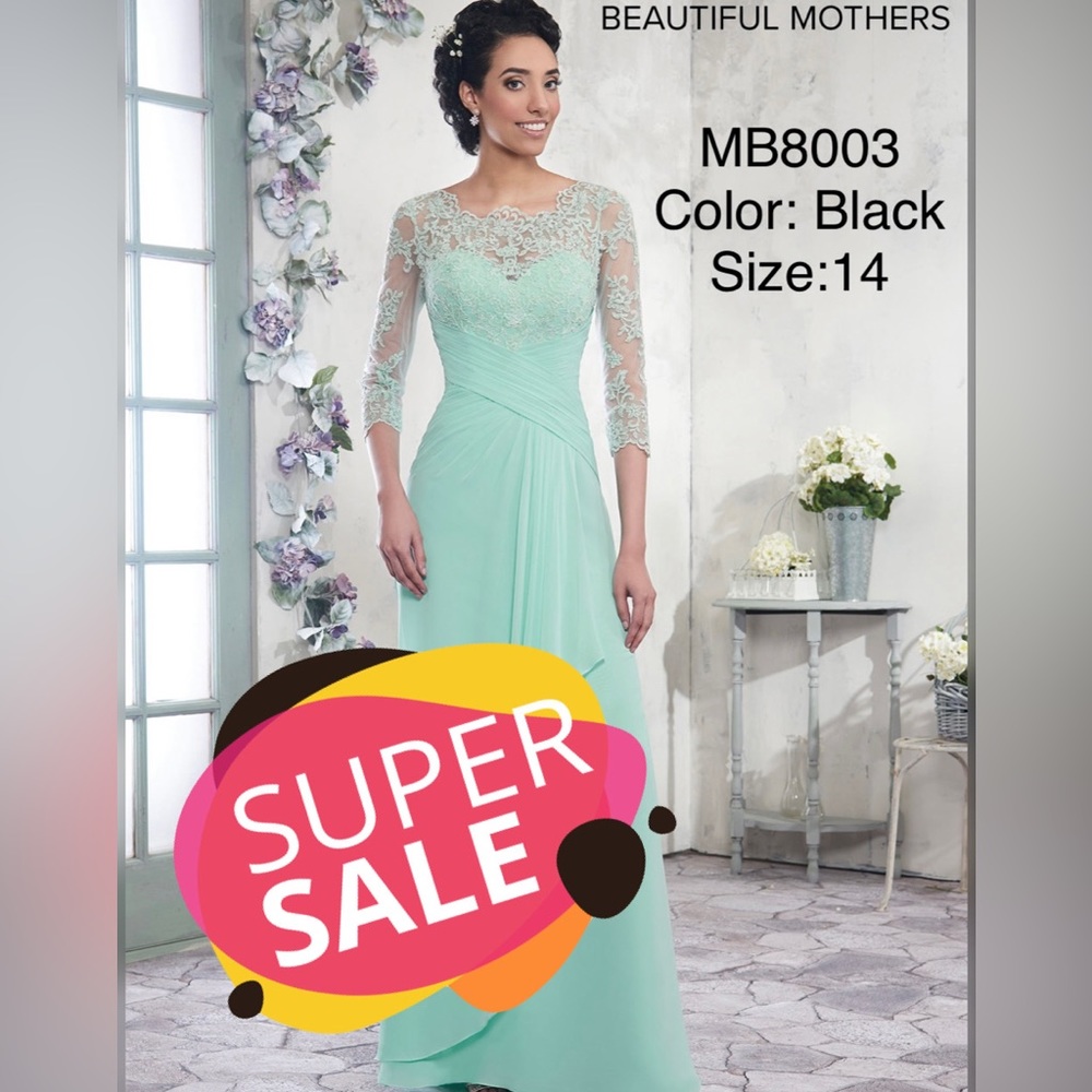 Mary’s Bridal Mother of bride dress Color: BLACK -Size  14 NEW NEVER WORN/ALTERD